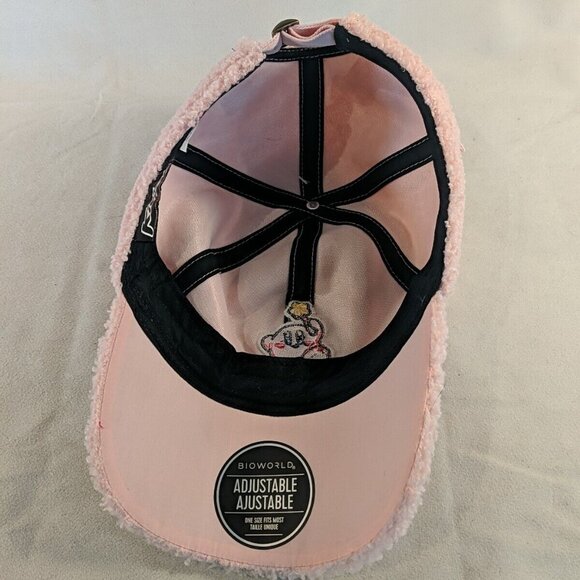 NEW Kirby Pink Sherpa Embroidered Baseball Cap Hat Nintendo Bioworld Adjustable - Picture 7 of 9